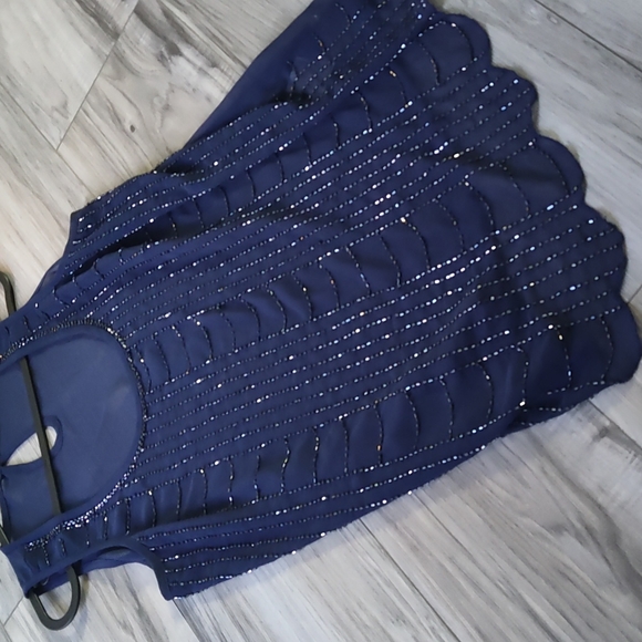 Stunning navy sparkling beaded tank top - Picture 1 of 6